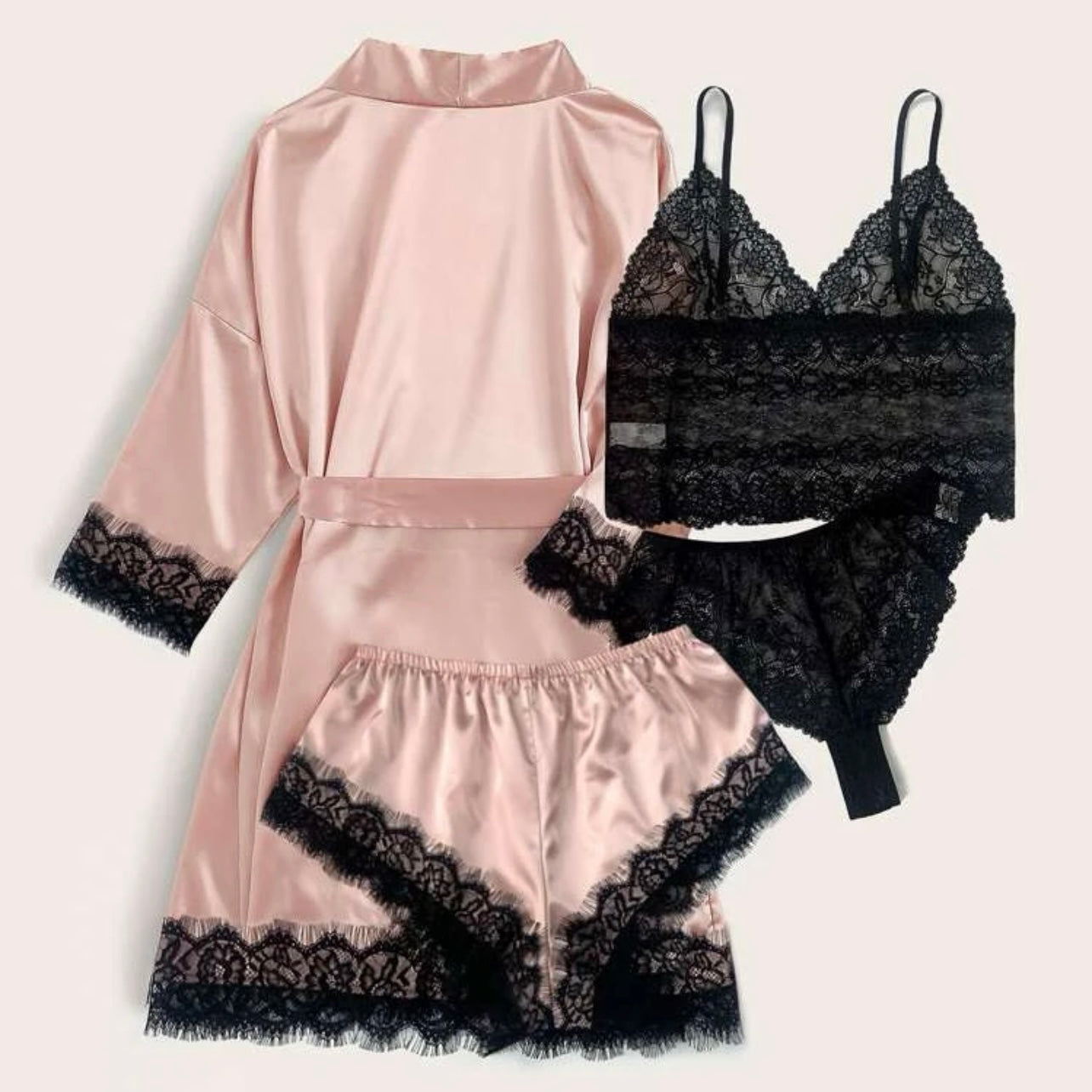 Set de Kimono, short, tanga y top